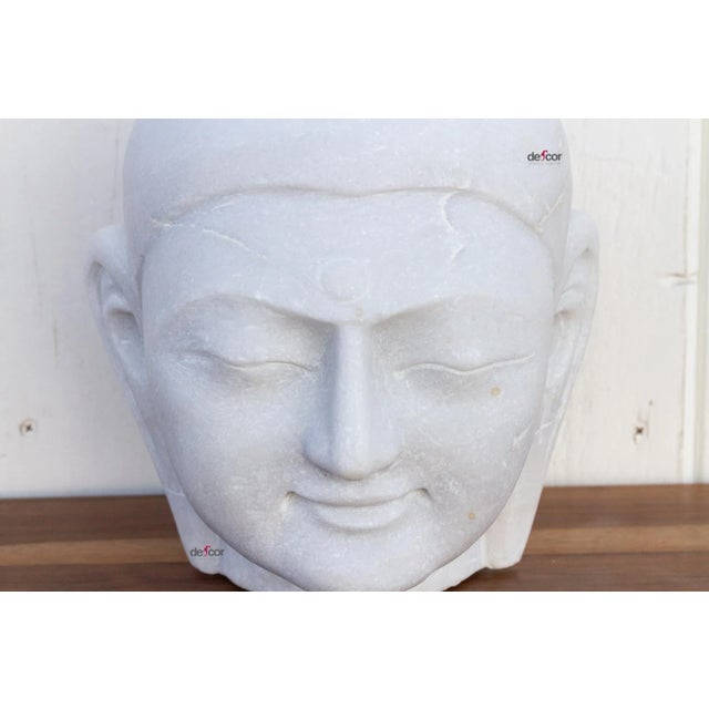 Handcarved White Marble Buddha For Sale - Image 4 of 10