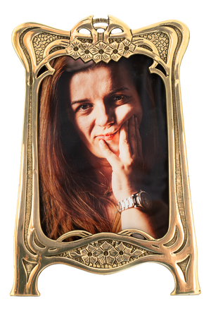 Jugendstil Brass Picture Frame with Glass, 1908