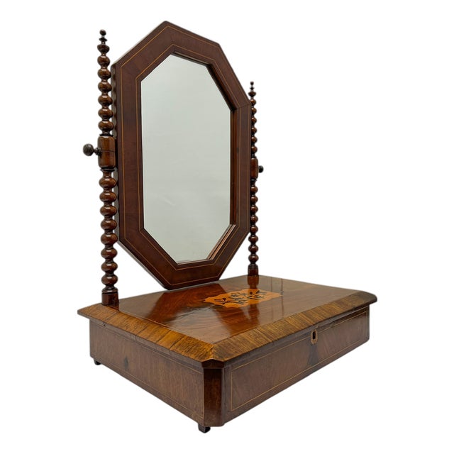 Antique Walnut Vanity Mirror or Dressing Table Mirror, 1900s For Sale