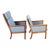Mid-Century Modern Armchairs and Ottoman in Upholstered Mahogany by Ole Wanscher for Poul Jeppesens Møbelfabrik, 1970s, Set of 3 For Sale - Image 3 of 4