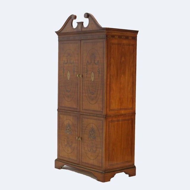 Neoclassical Vintage Drexel Heritage English School Adam’s Style Neoclassical Armoire 20thC For Sale - Image 3 of 18