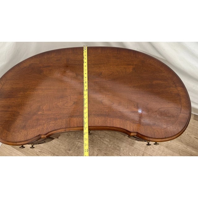 1980s Henredon French Desk Kidney Shaped Vanity Five Dovetail Drawers Petite Size For Sale - Image 12 of 13