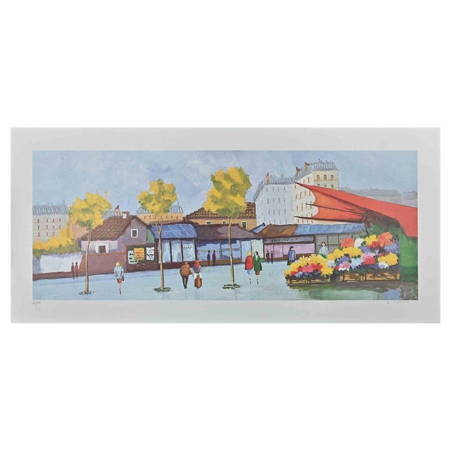 Giuseppe Aleandro, The City, Screen Print, 1980s For Sale