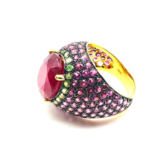 Bochic "Orient" Vintage Ruby, Emerald & Sapphire Ring Set 18K Gold & Silver For Sale In New York - Image 6 of 18