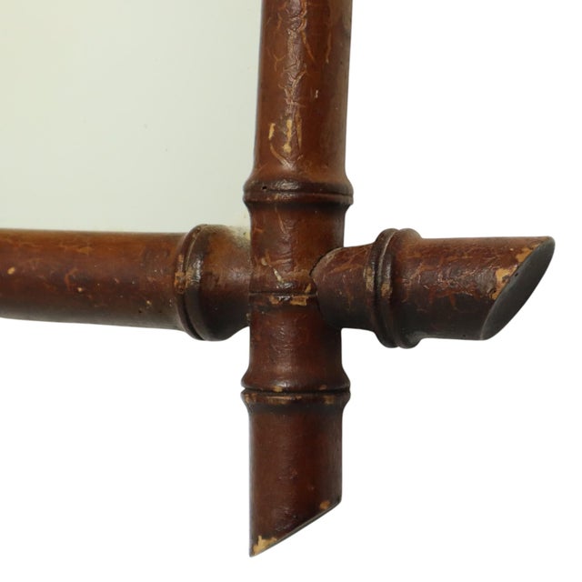 French Wooden Faux Bamboo Mirror For Sale - Image 12 of 15