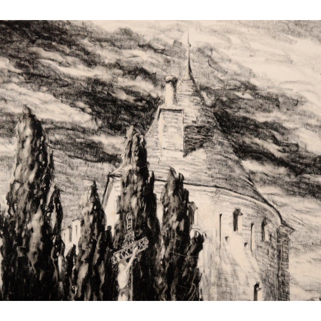 Carcassonne Citadel, France - Pastel Drawing by Charles Sumner Schneider by Charles Sumner Schneider For Sale - Image 4 of 9