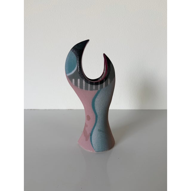 Ceramic 1990's Vintage Signed Sculptural Abstract Modernist Art Ceramic Vase For Sale - Image 7 of 10