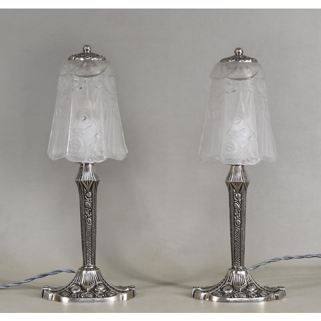 Ezan French Art Deco Lamp by Ejg Jean Gauthier 1930s France - A Pair For Sale - Image 4 of 14