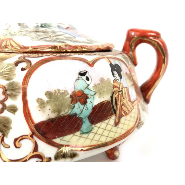 1910s 1910s Kutani Antique Sugar Pot 8" Meiji Period VGC Hand Painted Signed Made in Japan For Sale - Image 5 of 9
