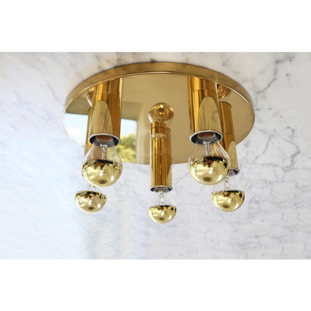 Mid-Century Space Age Modern Brass Ceiling Lamp, 1970s For Sale - Image 4 of 6