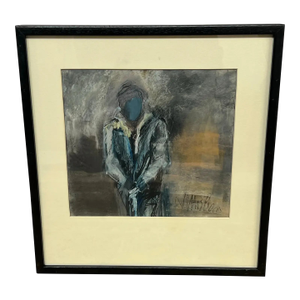 Nancy Willis Spy With Revolver Signed Pastel/Oil on Paper, Circa 1980