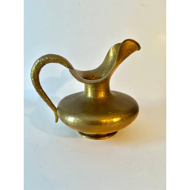 Italian Egidio Casagrande Hammered Brass Pitcher For Sale - Image 4 of 11