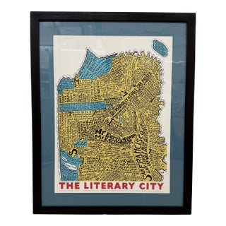 Ian Huebert for Rumpus Literary City Map of San Francisco, Framed For Sale