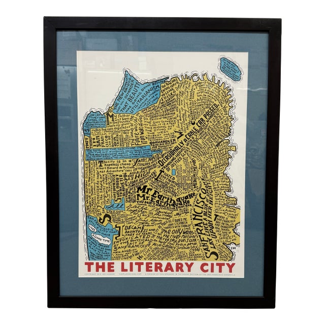 Ian Huebert for Rumpus Literary City Map of San Francisco, Framed For Sale