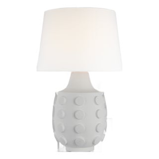 Thomas O'Brien by Visual Comfort Signature Orly Large Table Lamp in Plaster White with Linen Shade For Sale