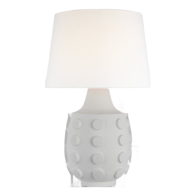 Thomas O'Brien by Visual Comfort Signature Orly Large Table Lamp in Plaster White with Linen Shade For Sale