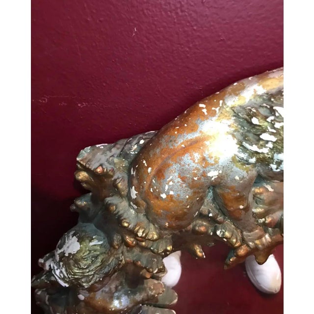 19th Century Italian Distress Gilt Mirror Frame With Cherubs Wreath For Sale - Image 4 of 8