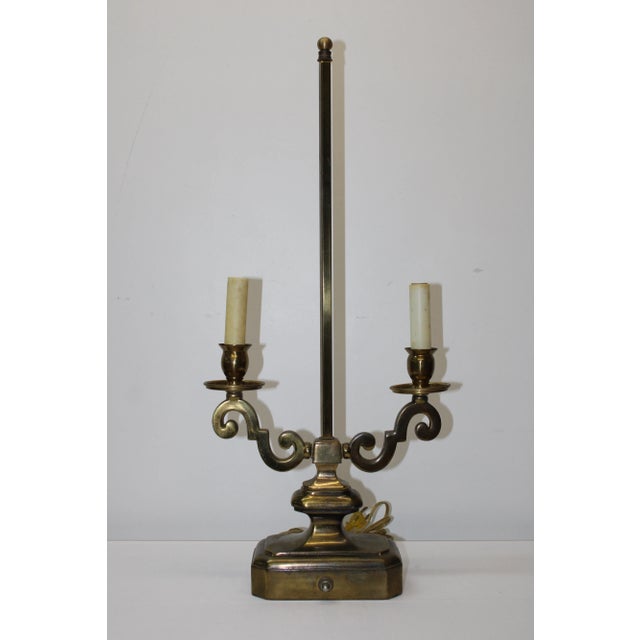 French Style Brass Candelabra Converted to Table Lamp For Sale - Image 9 of 9