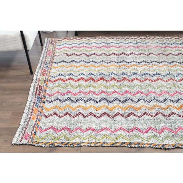 1970s Vintage Turkish Oushak Handmade Wool Cotton Gray Area Rug For Sale In San Francisco - Image 6 of 12