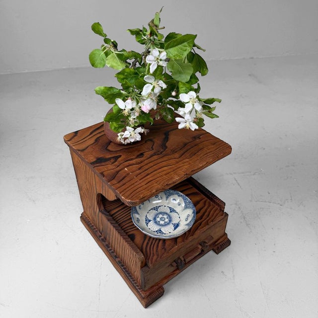 Brown Japanese Sugi Display Cabinet with Drawer, 1950s-1960s For Sale - Image 8 of 10