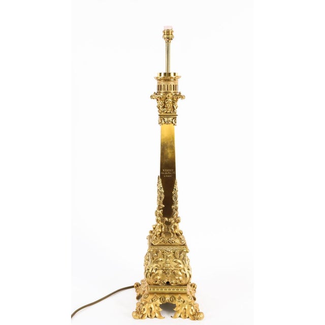 Gold Antique French Ormolu Corby Castle Table Lamps, 1850, Set of 2 For Sale - Image 8 of 18