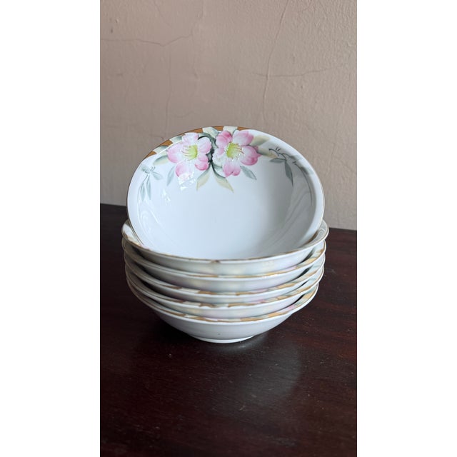 Noritake Antique, Early 20th Century Noritake Azalea Porcelain Dessert Bowls, Set of Six For Sale - Image 4 of 8