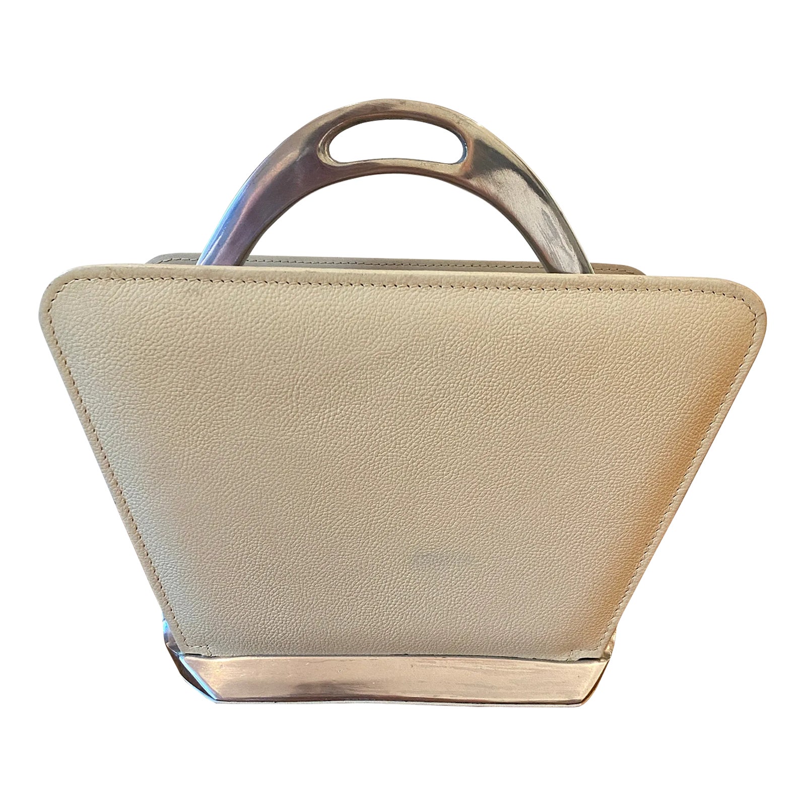 Global Views Leather & Steel Stirrup Magazine Rack | Chairish