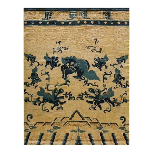 Antique Chinese Ningxia Rug 4' 4'' x5' 8'' For Sale