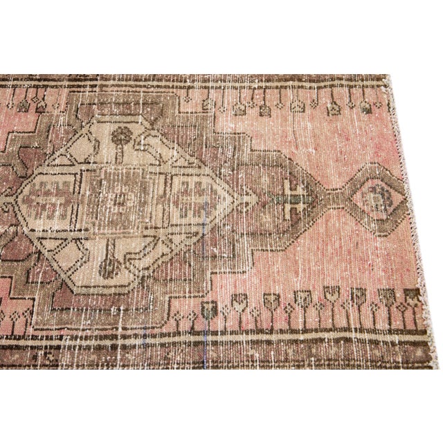 1960s Vintage Distressed HandmadeTribal Pink Wool Rug For Sale - Image 5 of 9