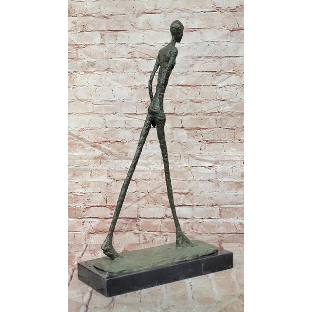 2020s Gia Style Surrealist Walking Man Figure Bronze Sculpture For Sale - Image 5 of 10