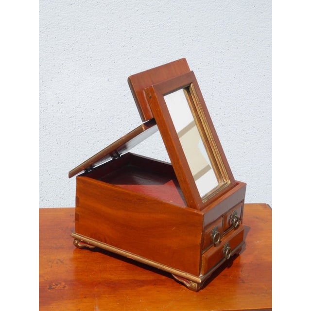 Vintage Late 19th Century Jewelry Box W Fold Up Mirror ~ French Country For Sale - Image 4 of 13