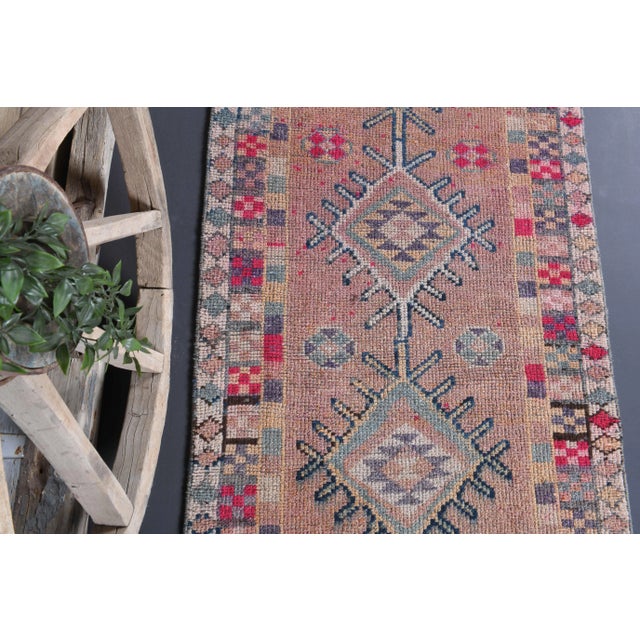 Vintage Turkish Oushak Handmade Wool Cotton Purple Runner Rug For Sale - Image 6 of 10