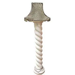 1980s White Plaster Twisted Spiral Column Floor Lamp in the Style of Michael Taylor, John Dickinson & Serge Roche For Sale