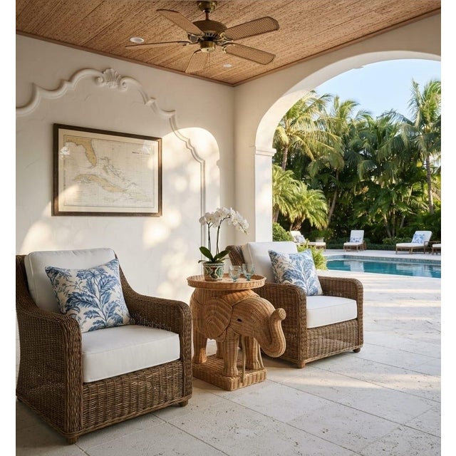 Vintage Natural Wicker and Rattan Elephant Accent Side Table With Tray Top For Sale - Image 11 of 12
