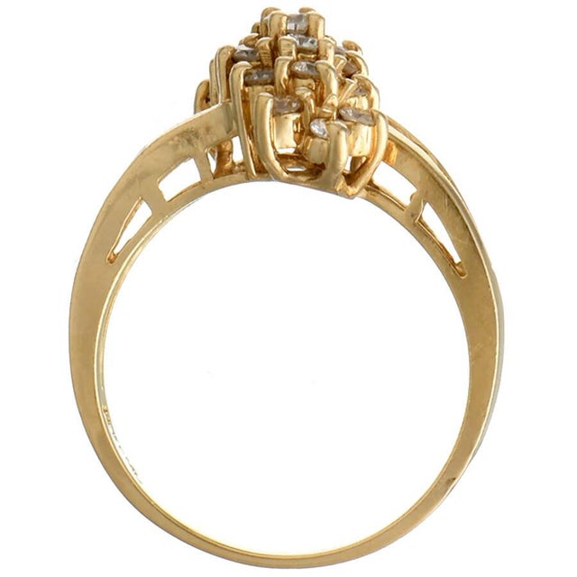 14KY Diamond Waterfall Style Ring, size 6 For Sale - Image 4 of 5