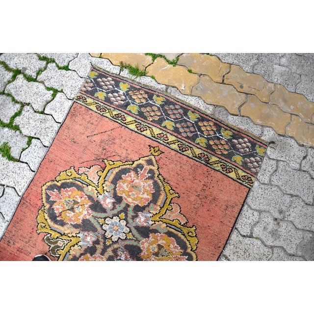 1960s Hallway Oushak Distressed Vintage Runner Rug For Sale - Image 4 of 10