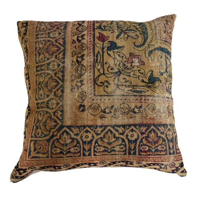 Antique Kerman Rug Fragment Pillow For Sale