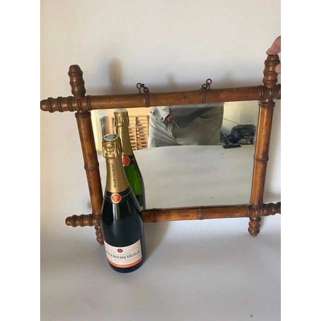 Brown Brown Faux Bamboo Mirror, France, 1940s For Sale - Image 8 of 10