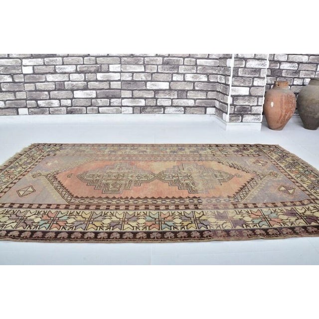Handmade wool carpet in Turkish Anatolia , Vintage Oushak Rug,Turkish Vintage Anatolian Rug, Handmade wool Rug . One Of...