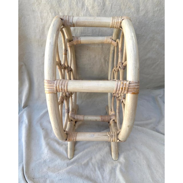 Vintage Bamboo/Rattan 7 Bottle wine holder. White wash look. Great for storing wine or even Hand towel etc. 18.5in h x...