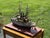 Wood Late 19th C. American Primitive Folk Hand-Crafted Battleship Model on Base For Sale - Image 7 of 17