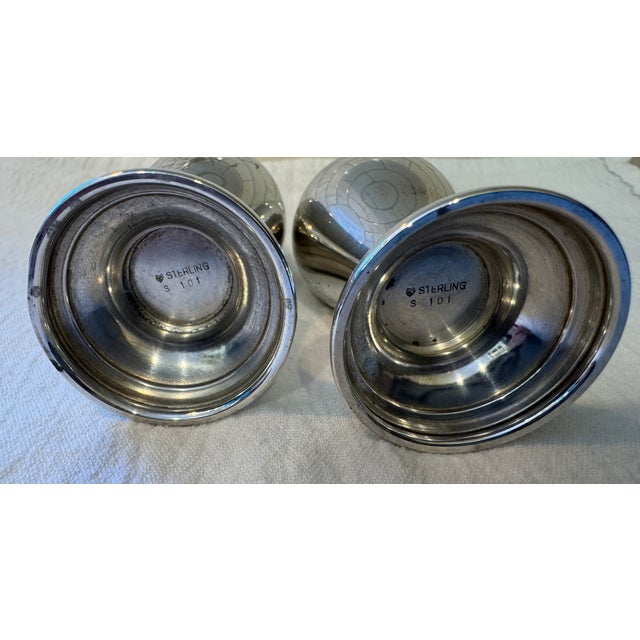 Traditional Early 20th Century Unique Tall Sterling Salt & Pepper Shakers For Sale - Image 3 of 3