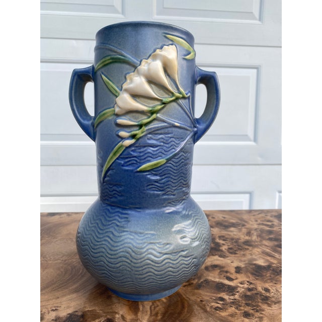 Early 20th Century Roseville Blue Freesia Vase Model 126 Chairish