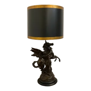 Emile Picault Bronze Sculpted Pegasus Lamp