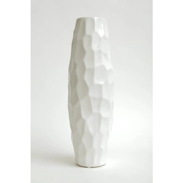Vintage Italian White Ceramic Textural Vase or Vessel, 1980's For Sale - Image 10 of 10