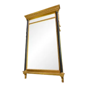 1980s Neoclassical Wood Mirror by Carol Canner