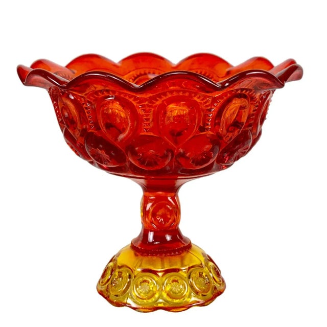 Vintage Victorian Orange Red Amberina Glass Compote Bowl For Sale - Image 10 of 10