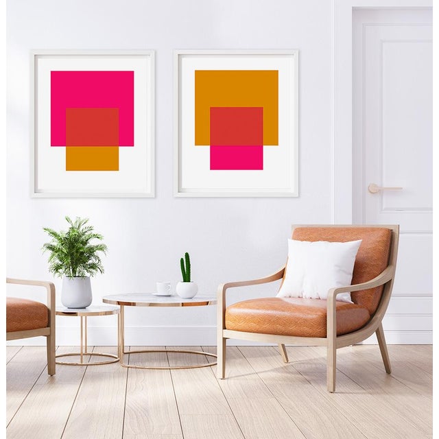 The Interaction of Deep Pink and Gold by Liz Roache (Deep Pink and Gold) This Modern, Mid Century, Contemporary Fine Art...