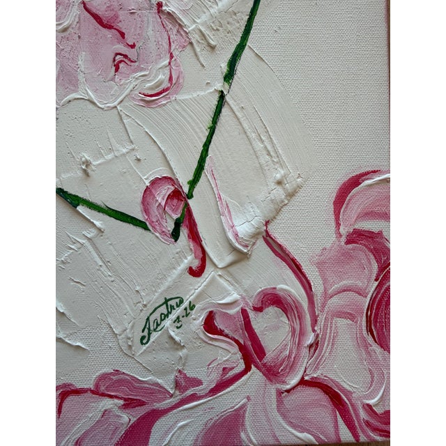 Early 21st Century Spring in Full Bloom High Textured Acrylic Impasto Painting, Ivory, Blush, Green For Sale - Image 5 of 18