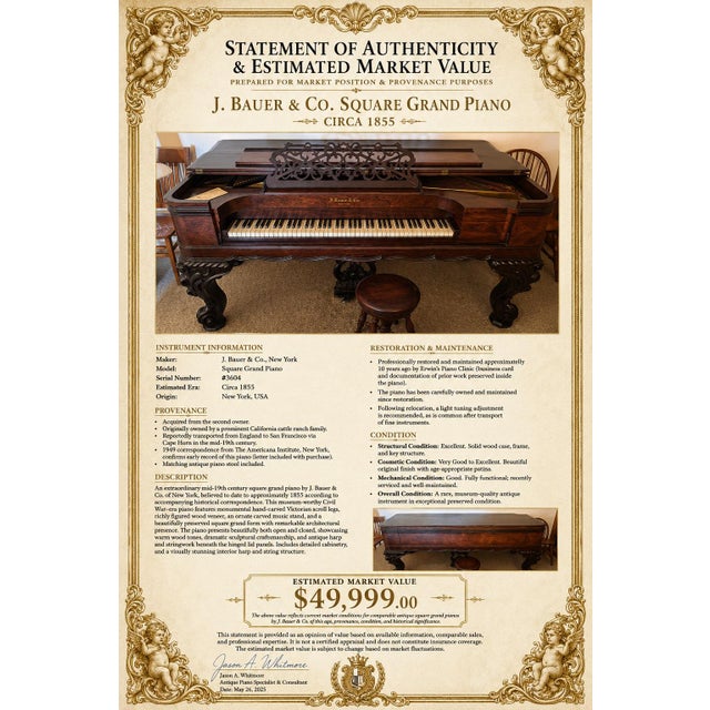 Old Historic Museum-Worthy Restored Victorian Antique Square Grand Piano – Professionally Maintained For Sale - Image 9 of 9